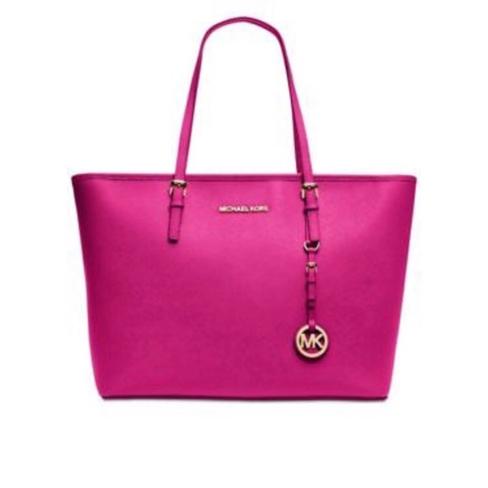 Michael Kors raspberry jet setter zip tote